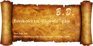 Benkovits Dionízia névjegykártya